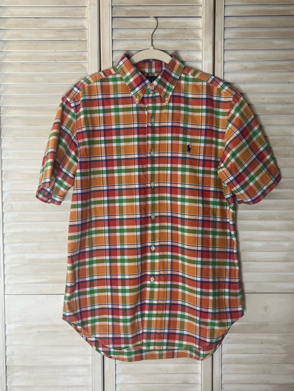 Polo by Ralph Lauren Orange Multi Plaid Short-Sleeve Button-Down